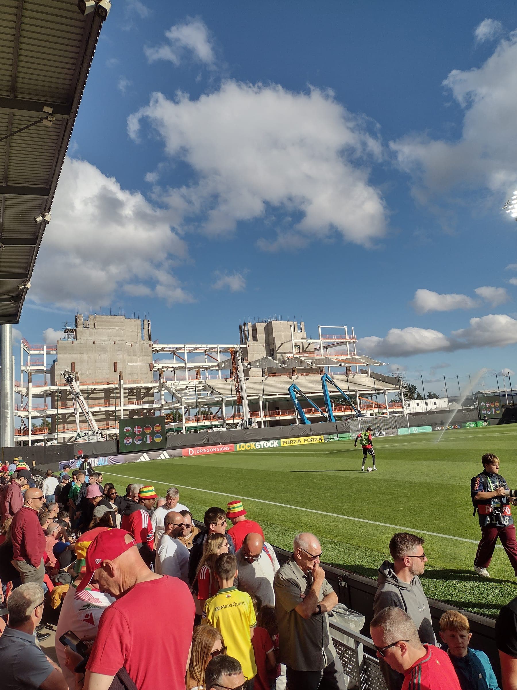 The new Kop under construction at the Racecourse, June 2026